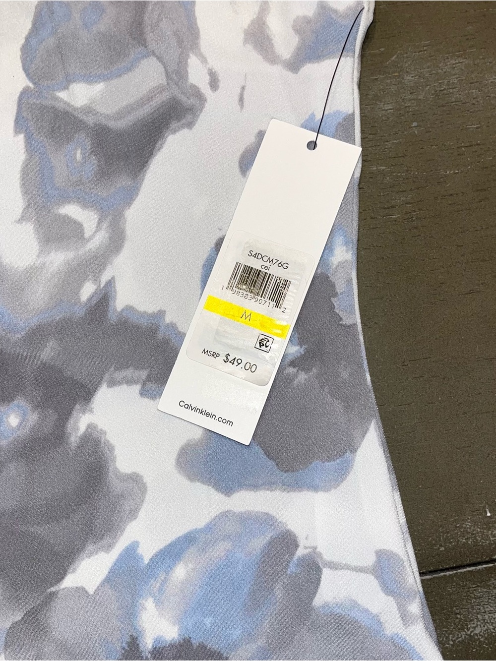 Calvin Klein gray Blue Sleeveless Tank Dressy Blouse NWT Ladies Medium Floral - Picture 7 of 7